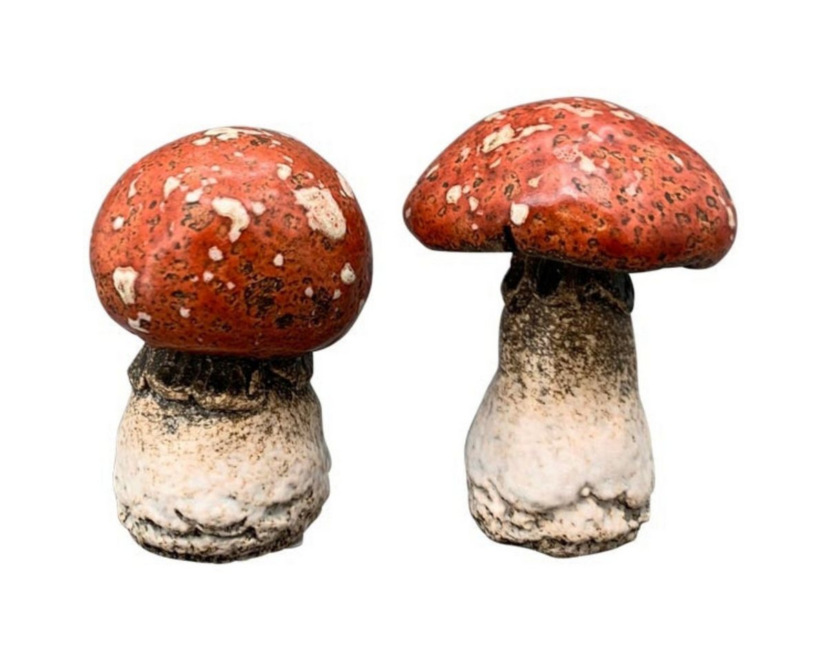 finehomegarden Dekofigur Pilz Marta Keramik Garten Wald rot-natur 2fach sort. Ø6,5cm H6cm (Set, 2 St., 2tlg), Herbst Herbstdeko Dekoration von finehomegarden
