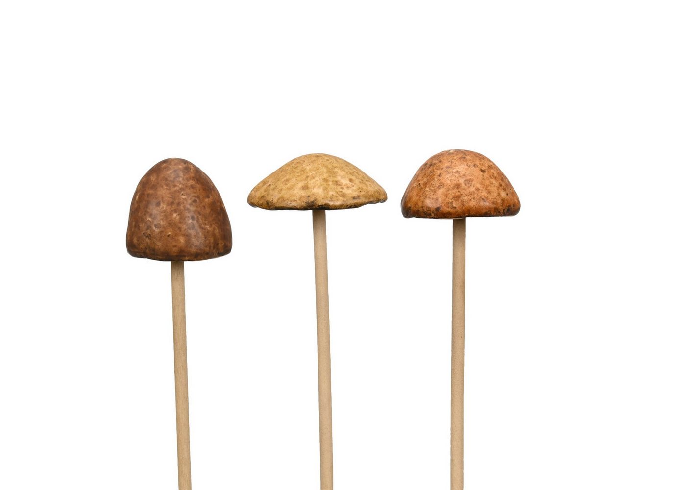 finehomegarden Dekofigur Pilz Steinzeug Stecker 3fach sort. Wald natur/braun Herbst (Set, 3 St., 3 tlg), Ø4,5 H19cm + Ø6,5cm H24cm Herbstdeko Garten 2Größen wählbar / Paket von finehomegarden