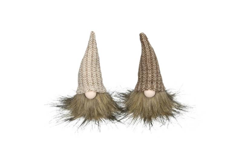finehomegarden Dekofigur Wichtel Weihnachtswichtel Ø6x6cm H15cm Stoff 2fach sort. creme/natur (Set, 2 St., 2tlg), Weihnachtsdeko Herbst Weihnachten von finehomegarden