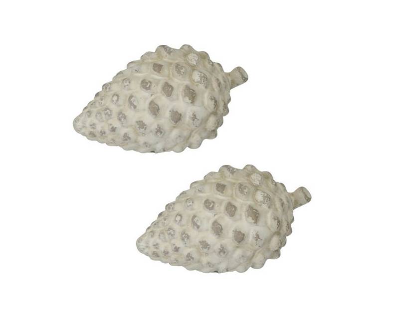 finehomegarden Dekofigur Zapfen Zement 2erSet creme Statue Herbstdeko 12x7cm H6 cm (2 St), Dekoobjekt Herbst Dekoration / Paket von finehomegarden