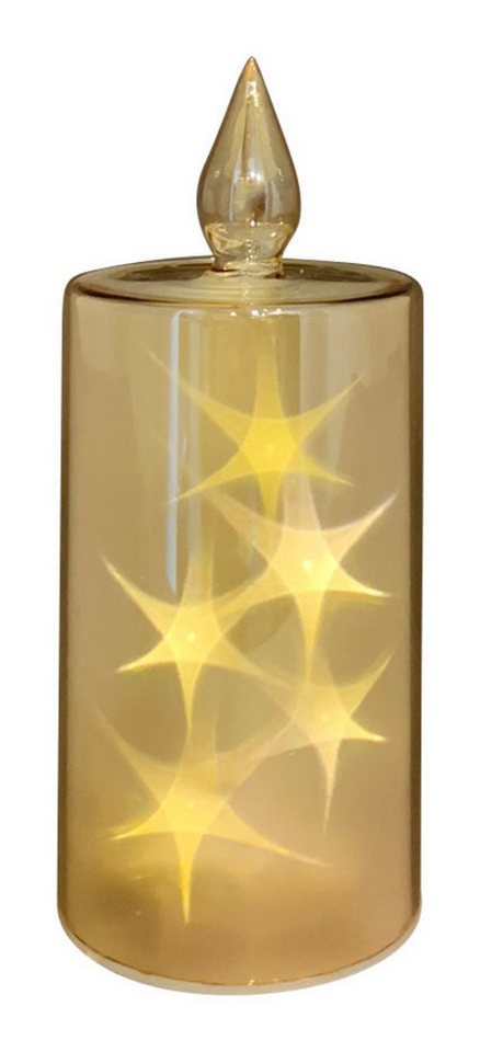 finehomegarden Dekoobjekt Kerze mit LED PENO Glas mit Halogramm Optik amber Batteriebetrieben (1 St), H21cm + 27cm Weihnachten Dekoration 2Größen wählbar von finehomegarden
