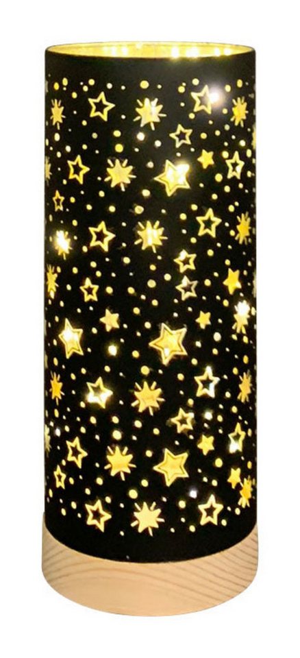 finehomegarden Dekoobjekt Windlicht Sterne mit LED Licht Lumière schwarz/gold Ø9cm H22cm (1 St), Weihnachten Dekoration von finehomegarden