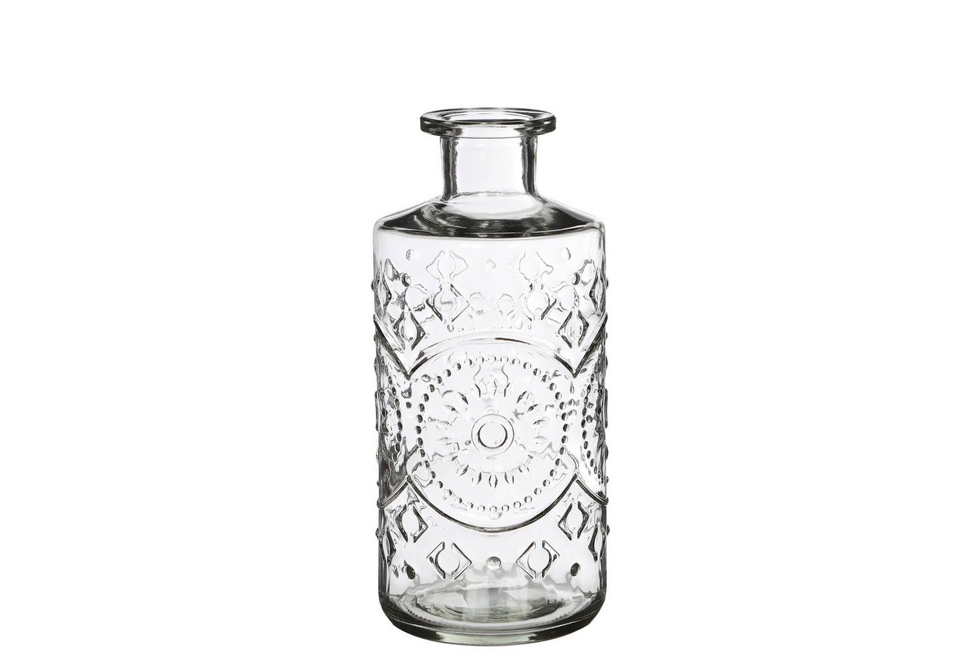 finehomegarden Dekovase 2x Glas Flasche BERLIN Ø9cm H21cm Glasflasche 2erSet Flasche (Set, 2 St., 2 Stück), Glasvase Vintage Vase klar, pink, grün, grau 4Farben wählbar von finehomegarden