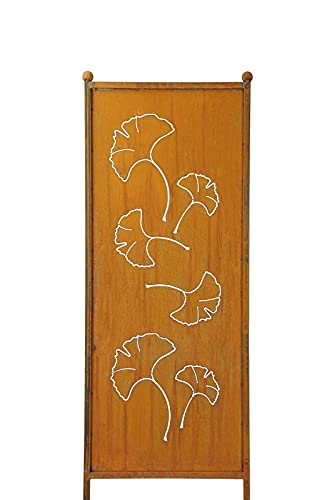 finehomegarden Edelrost Sichtschutz Ginkgo Blatt H165cmxB52cm Windschutz Rost Dekowand Stele von finehomegarden