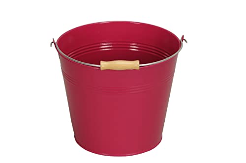 finehomegarden Eimer mit Henkel Metall pink Ø22cm H17cm Blumenübertopf Dekoeimer Metalleimer von finehomegarden