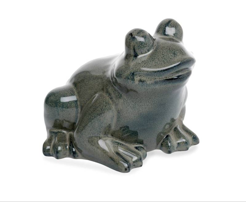 finehomegarden Gartenfigur Frosch grau-grün Steingut glasiert Figur 21x22cm H17cm Skulptur, (1 St), Gartendeko Garten Tierfigur Gartenfigur / Paket von finehomegarden