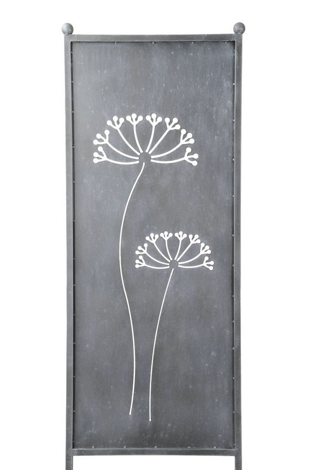 finehomegarden Gartenstecker Stele Metall Dolde Sichtschutz grau Windschutz Outdoor H165cm B52cm Dekowand Garten / Paket-Sperrgut von finehomegarden