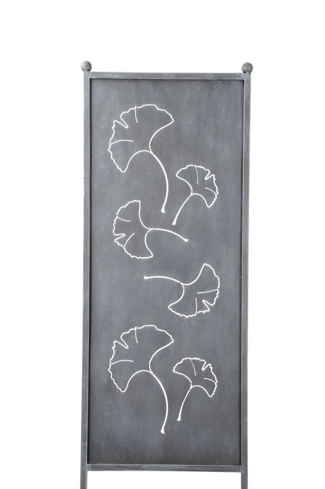 finehomegarden Gartenstecker Stele Metall Gingko Sichtschutz grau Windschutz Outdoor H165cm B52cm Dekowand Garten / Paket-Sperrgut von finehomegarden