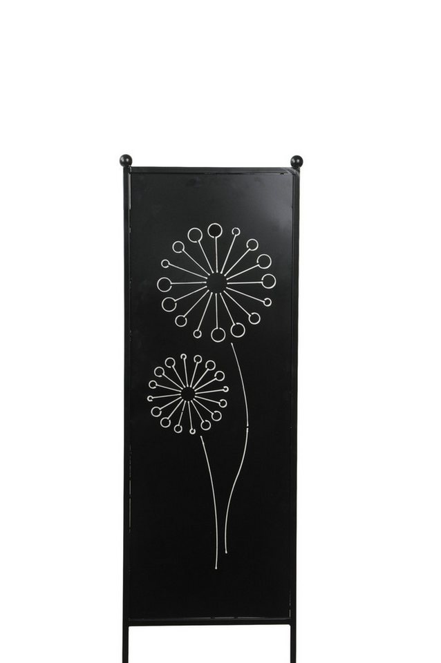 finehomegarden Gartenstecker Stele Metall Pusteblume Sichtschutz schwarz Windschutz Outdoor H116cm B32cm Dekowand Garten / Paket von finehomegarden