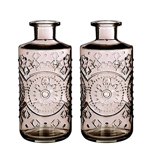 finehomegarden Glasflasche 2er Set farbig Glas Dekoflasche Flasche Vase grau Ø9cm H21cm Deko von finehomegarden