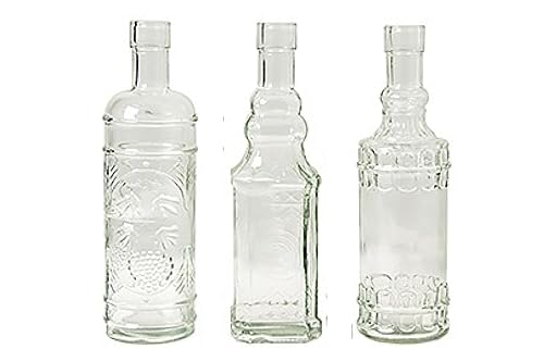 finehomegarden Glasflasche 3fach sort.Glas Amber Dekoflasche Flasche Vase klar H25cm Deko Tischdeko von finehomegarden