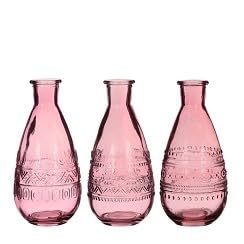 finehomegarden Glasflasche 3sortiert Glas ROME Dekoflasche Flasche Vase pink Ø7,5cmH15cm Deko Tischdeko von finehomegarden