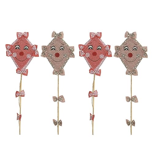 finehomegarden Herbstdeko Drachen 4Stück Stecker 2fach sort. rosa/Natur Herbst 11xH15cm Deko Herbstdeko Dekostecker von finehomegarden