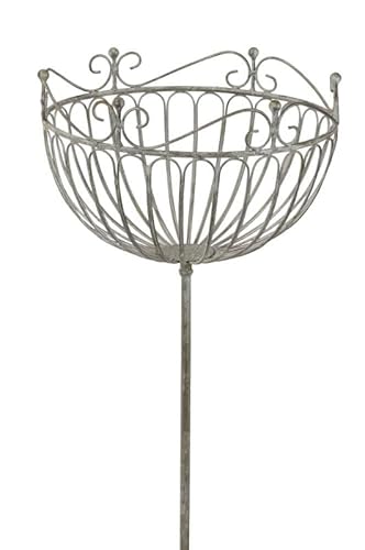 finehomegarden Korb am Stab Pflanzkorb grau Metall Pflanzschale Garten Deko D28cm L132cm / 39169 von finehomegarden