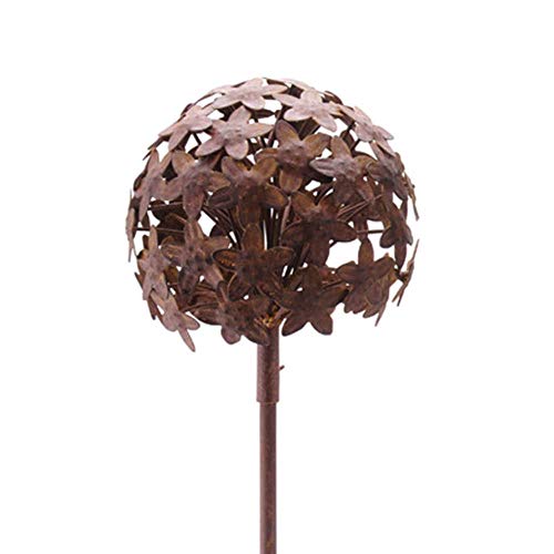 finehomegarden Metall Gartenstecker 16x16cm klein Rostoptik Gartenstab Gartendeko Rankhilfe Allium Stecker Garten Rankstab Rankhilfe Deko Rankstab Dekoration von finehomegarden