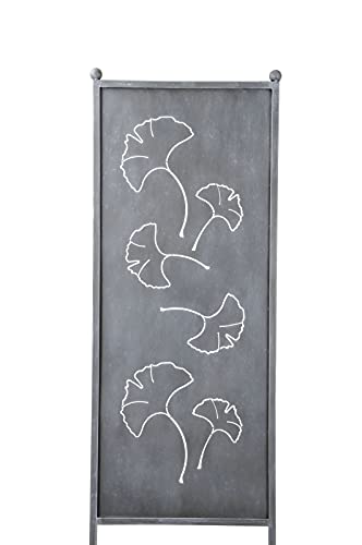 finehomegarden Metall Stele grau Sichtschutz Ginkgo Blatt H165xB52cm Windschutz Dekowand Deko Garten von finehomegarden