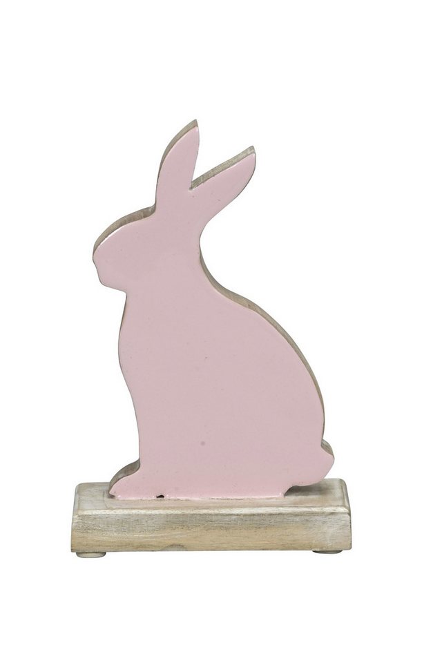 finehomegarden Osterhase Hase Mangoholz rosa-natur Skulptur Figur Holz Ø13x6cm H19cm, Osterdekoration Landhaus Ostern / Paket von finehomegarden