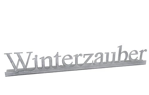 finehomegarden Schriftzug Winterzauber Metall grau 63x7cm H10cm Teelichthalter Weihnachtsdeko von finehomegarden