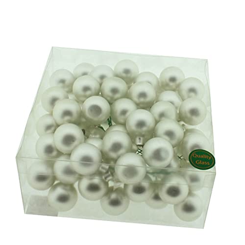finehomegarden Spiegelbeeren Glas Ø30mm Silber matt Box/72 Stück Weihnachtskugeln am Draht von finehomegarden