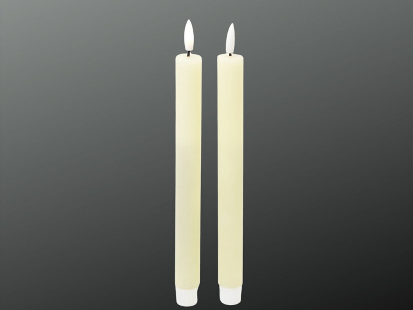 finehomegarden Spitzkerze LED-Kerze Spitzkerze LED Stabkerze Set/2 creme Ø2,2cm H24cm on/off (Set, 2-tlg., 2 Kerzen), Schalter Tafelkerze Dinner Dekoration von finehomegarden