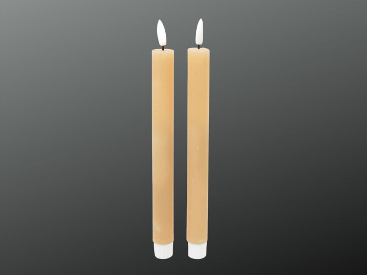 finehomegarden Spitzkerze LED-Kerze Spitzkerze LED Stabkerze Set/2 kaffee Ø2,2cm H24cm on/off (Set, 2-tlg., 2 Kerzen), Schalter Tafelkerze Dinner Dekoration von finehomegarden