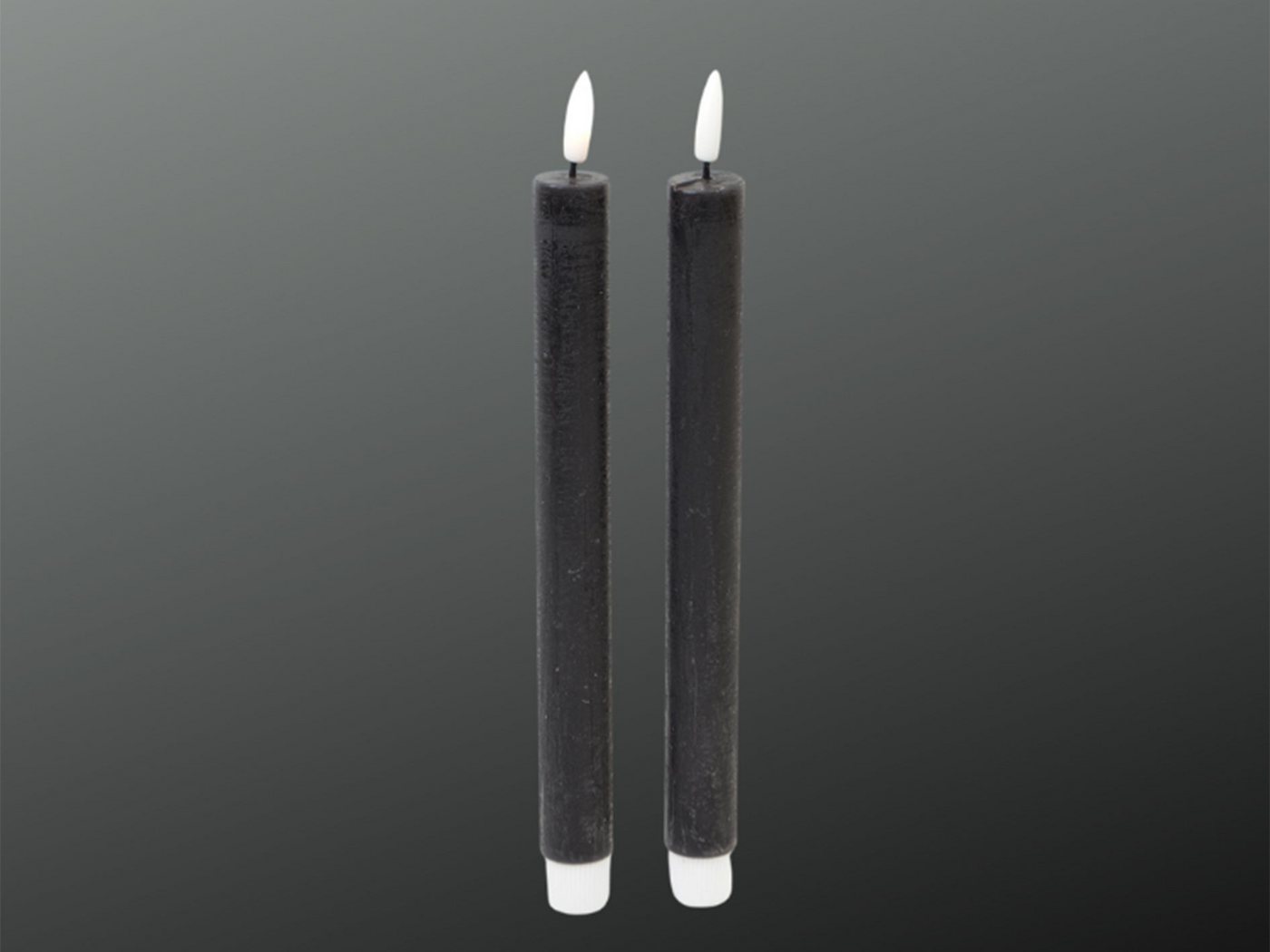 finehomegarden Spitzkerze LED-Kerze Spitzkerze LED Stabkerze Set/2 schwarz Ø2,2cm H24cm on/off (Set, 2-tlg), Schalter Tafelkerze Dinner Dekoration von finehomegarden
