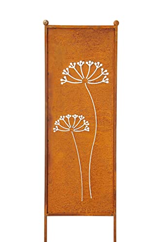 finehomegarden Stele Edelrost Sichtschutz Dolde H116cmxB32cm Windschutz Rost Dekowand Deko von finehomegarden