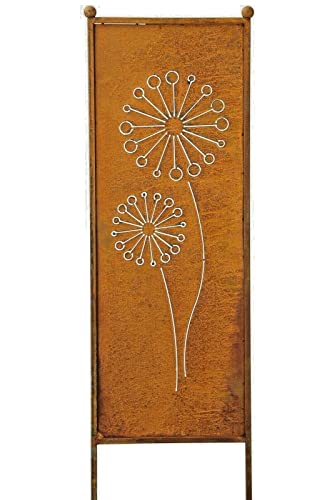 finehomegarden Stele Edelrost Sichtschutz Pusteblume H165cm x B52cm Windschutz Rost Dekowand von finehomegarden