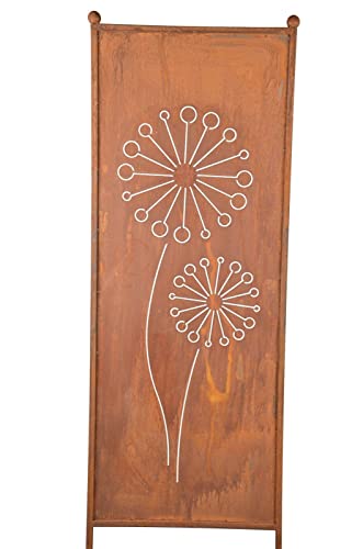 finehomegarden Stele Edelrost XXL Sichtschutz Pusteblume H205cm x B64cm Windschutz Rost Deko von finehomegarden