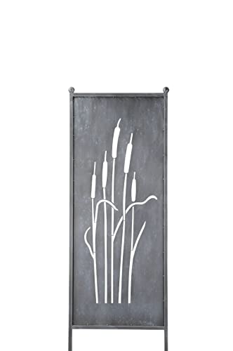 finehomegarden Stele Metall grau Sichtschutz Schilfkolben Windschutz Dekowand B32cm H111cm von finehomegarden