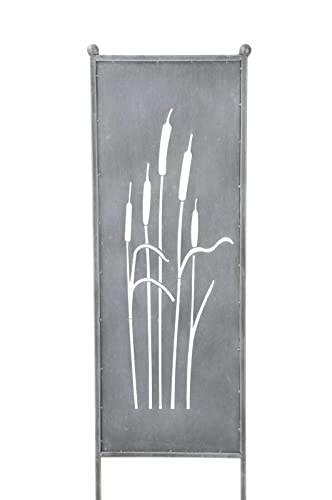 finehomegarden Stele Metall grau Sichtschutz Schilfkolben Windschutz Dekowand B52cm H165cm von finehomegarden