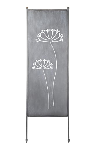 finehomegarden Stele Metall grau Sichtschutz XXL Dolde H202xB64cm Windschutz Dekowand Garten von finehomegarden
