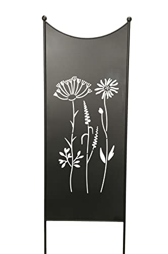 finehomegarden Stele Metall schwarz Sichtschutz Wildblume Windschutz Dekowand B50,5cm H165cm von finehomegarden