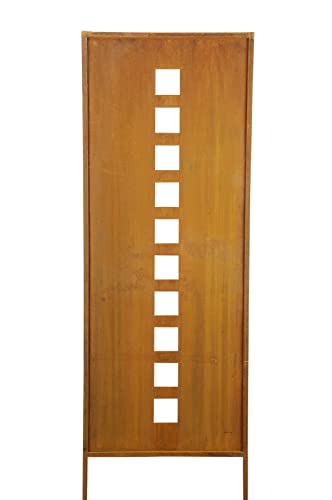 finehomegarden Stele Rost Metall Sichtschutz XL Quadrat H199xB64cm Windschutz Metallwand von finehomegarden