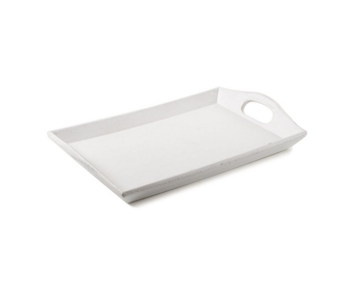 finehomegarden Tablett 2x Dekotablett Holz weiß Serviertablett Holztablett 26x16cm H3cm, Holz, (2-tlg), rechteckig Kerzentablett Deko / Paket von finehomegarden