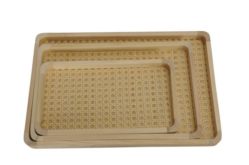 finehomegarden Tablett Dekotablett Set 3tlg Serviertablett Holz 27x15/33x20/38x25 cm H2cm, Holz, (Set, 3-tlg., 3 x Tablett 27x15cm H2cm / 33x20cm H2cm / 38x25cm H2cm), natur Pinie Tablett Kerzentablett / Paket von finehomegarden