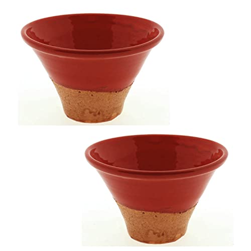 finehomegarden Topf Keramik rot/Natur 2erSet Harztopf Ø16cm H11cm Blumentopf Übertopf Herbst Weihnachtsdeko von finehomegarden