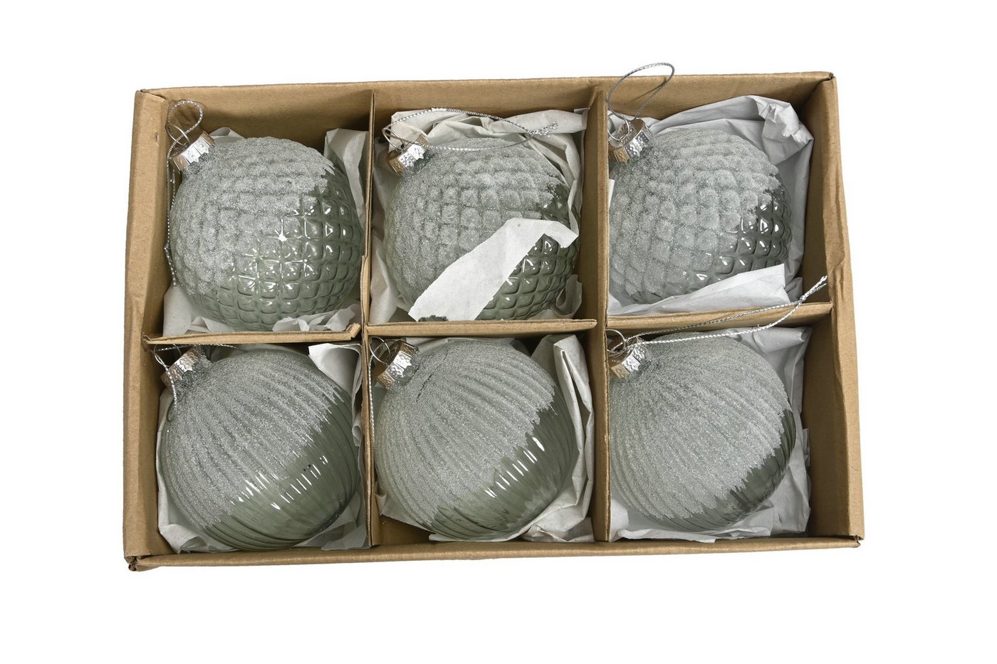 finehomegarden Weihnachtsbaumkugel Baumkugeln Ø8cm Box/6Stück 2fach sort. grün matt Weihnachten (6 St), Christbaumkugel Baumschmuck Glaskugel von finehomegarden