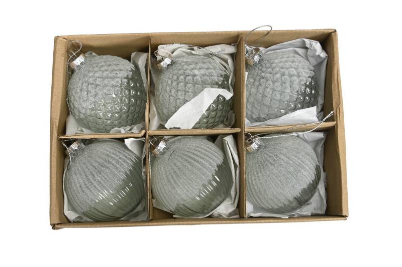 finehomegarden Weihnachtsbaumkugel Baumkugeln Ø8cm Box/6Stück 2fach sort. grün matt Weihnachten (6 St), Christbaumkugel Baumschmuck Glaskugel von finehomegarden