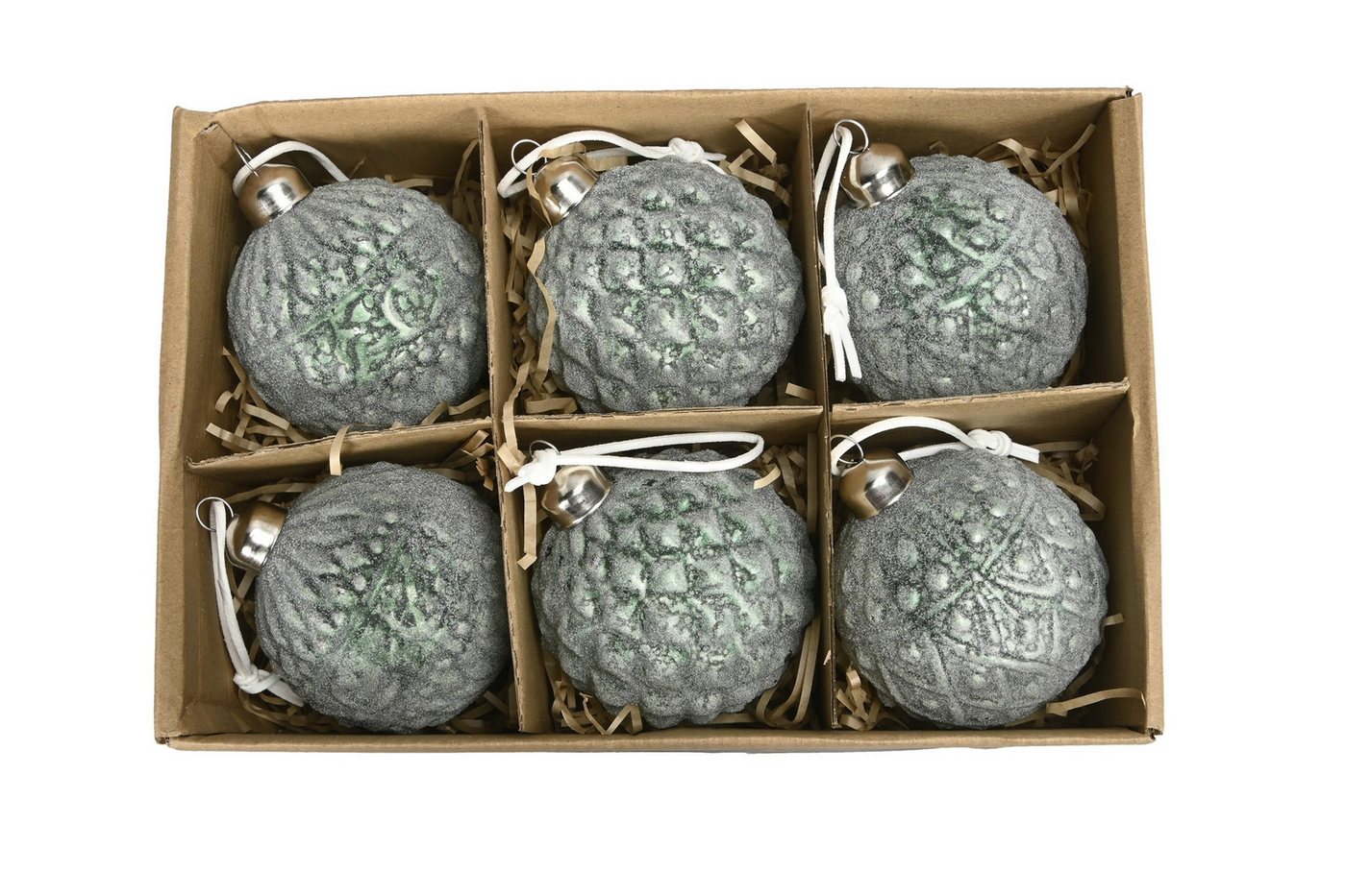 finehomegarden Weihnachtsbaumkugel Baumkugeln Ø8cm Box/6Stück 3fach sort. grün matt Weihnachten (6 St), Christbaumkugel Dekoration Baumschmuck von finehomegarden
