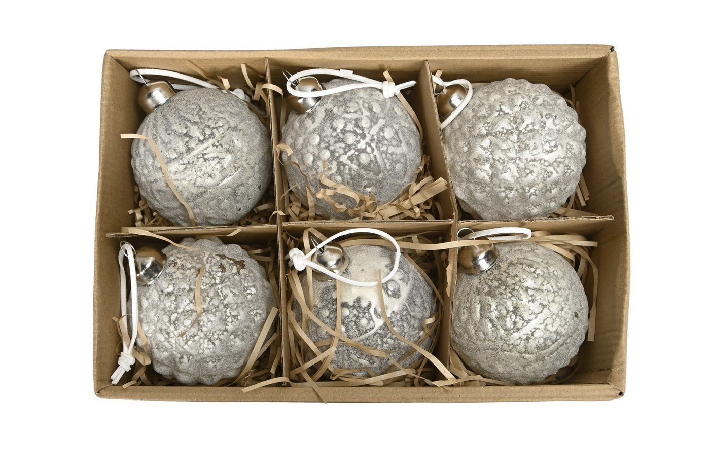 finehomegarden Weihnachtsbaumkugel Baumkugeln Ø8cm Box/6Stück 3fach sort. weiß matt Weihnachten (6 St), Weihnachten Christbaumkugel Dekoration Baumschmuck von finehomegarden
