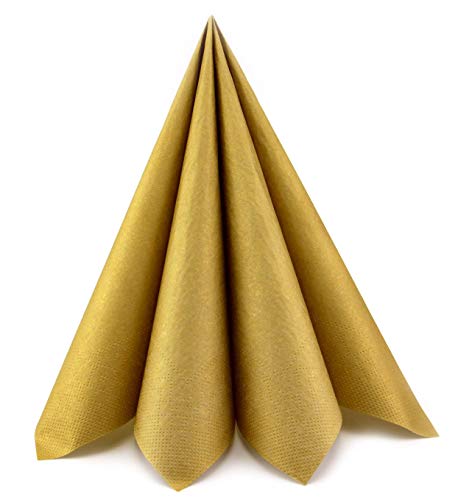 100 Stück | 40 cm Papierservietten GOLD Tissue Servietten einseitig 3-lagig Tischdekoration golden Tischdeko Deko Dinner Geburtstag Hochzeit Weihnachten von finemark