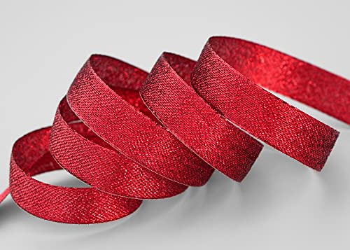 20 m x 15 mm Brokatband AMADEUS ROT Schleifenband mit Webkanten Metallic Dekoband Geschenkband glänzend Brokat Lurex Hochzeit Weihnachten Basteln Deko Band Lurexband Weihnachtsband von finemark