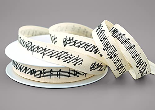 20 m x 15 mm Dekoband Musik Noten Creme Schleifeband Geschenkband Musiker Music Notenzeile Deko Band zum dekorieren nähen verpacken von finemark