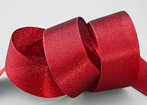 20 m x 40 mm Brokatband AMADEUS ROT Schleifenband mit Webkanten Metallic Dekoband Geschenkband glänzend Brokat Lurex Hochzeit Weihnachten Basteln Deko Band Lurexband Weihnachtsband von finemark