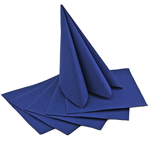 finemark 50 Stück Servietten BLAU 40 x 40 cm stoffähnlich zum Falten Dunkelblau Hochzeit Geburtstag Dinner Mundservietten von finemark