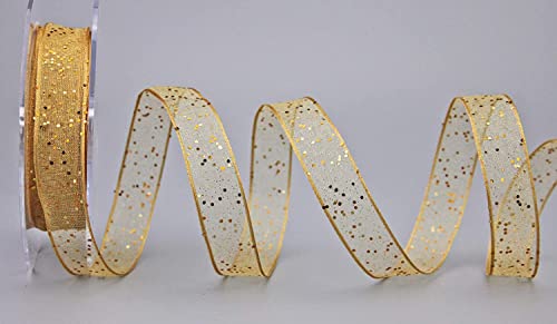 finemark 20 m x 15 mm Dekoband Glitzer BEIGE Gold Stoffband Transparent glänzend Organza mit Drahtkanten elegant Weihnachten Advent Geburtstag Premium Glitter Ribbon Chiffon Chiffonband Draht finemark 20 m x 15 mm Dekoband Glitzer BEIGE Gold Stoffband Transparent glänzend Organza mit Drahtkanten elegant Weihnachten Advent Geburtstag Premium Glitter Ribbon Chiffon Chiffonband Draht von finemark