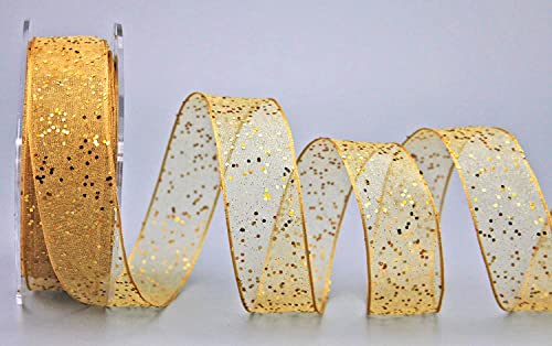 finemark 20 m x 25 mm Dekoband Glitzer BEIGE Gold Stoffband Transparent glänzend Organza mit Drahtkanten elegant Weihnachten Advent Geburtstag Premium Glitter Ribbon Chiffon Chiffonband Draht finemark 20 m x 25 mm Dekoband Glitzer BEIGE Gold Stoffband Transparent glänzend Organza mit Drahtkanten elegant Weihnachten Advent Geburtstag Premium Glitter Ribbon Chiffon Chiffonband Draht von finemark