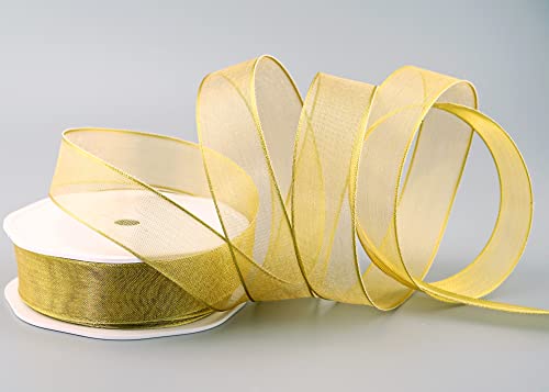 finemark 20 m x 25 mm Dekoband Gold Passion Chiffonband Stoffband glänzend mit Drahtkanten Geschenkband Schleifenband Deko Band Geschenkverpackung Weihnachten Advent Organza Chiffon Transparent finemark 20 m x 25 mm Dekoband Gold Passion Chiffonband Stoffband glänzend mit Drahtkanten Geschenkband Schleifenband Deko Band Geschenkverpackung Weihnachten Advent Organza Chiffon Transparent von finemark
