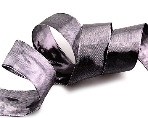 finemark 20 m x 40 mm Dekoband Glossy ANTHRAZIT Glanzband metallic Schleifenband mit Draht glänzend Geschenkband Weihnachten Drahtkantenband von finemark